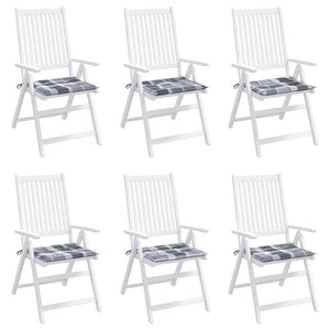Gartenstuhl-Kissen 6 Stk. Grau Karomuster 50x50x4 cm