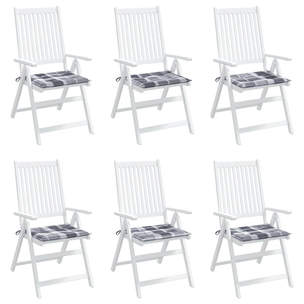 Gartenstuhl-Kissen 6 Stk. Grau Karomuster 50x50x4 cm