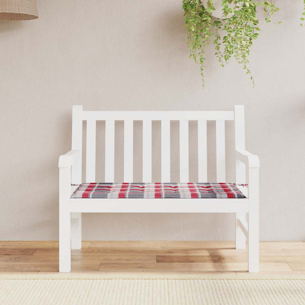 vidaXL Garden Bench Cushion Red Plaid 120x50x3 cm Oxford Fabric