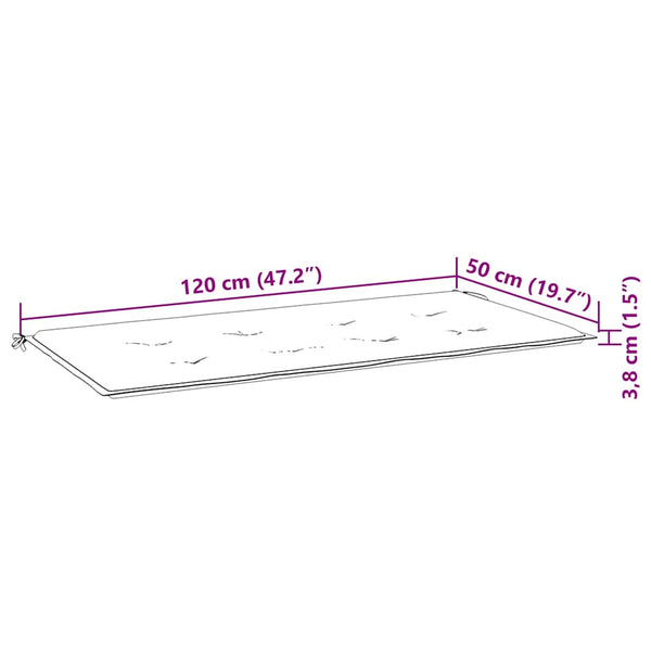 Gartenbank-Auflage Grau Karomuster 120x50x4 cm Oxford-Gewebe