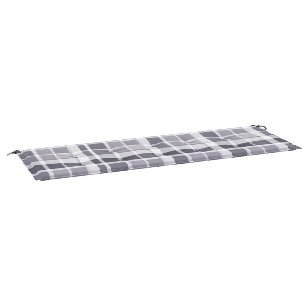 vidaXL Garden Bench Cushion Grey Plaid Pattern 150x50x4 cm Oxford Fabric