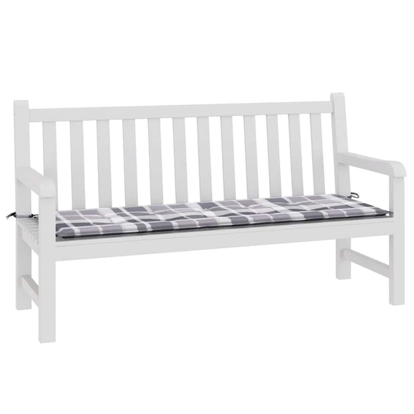Gartenbank-Auflage Grau Karomuster 150x50x4 cm Oxford-Gewebe