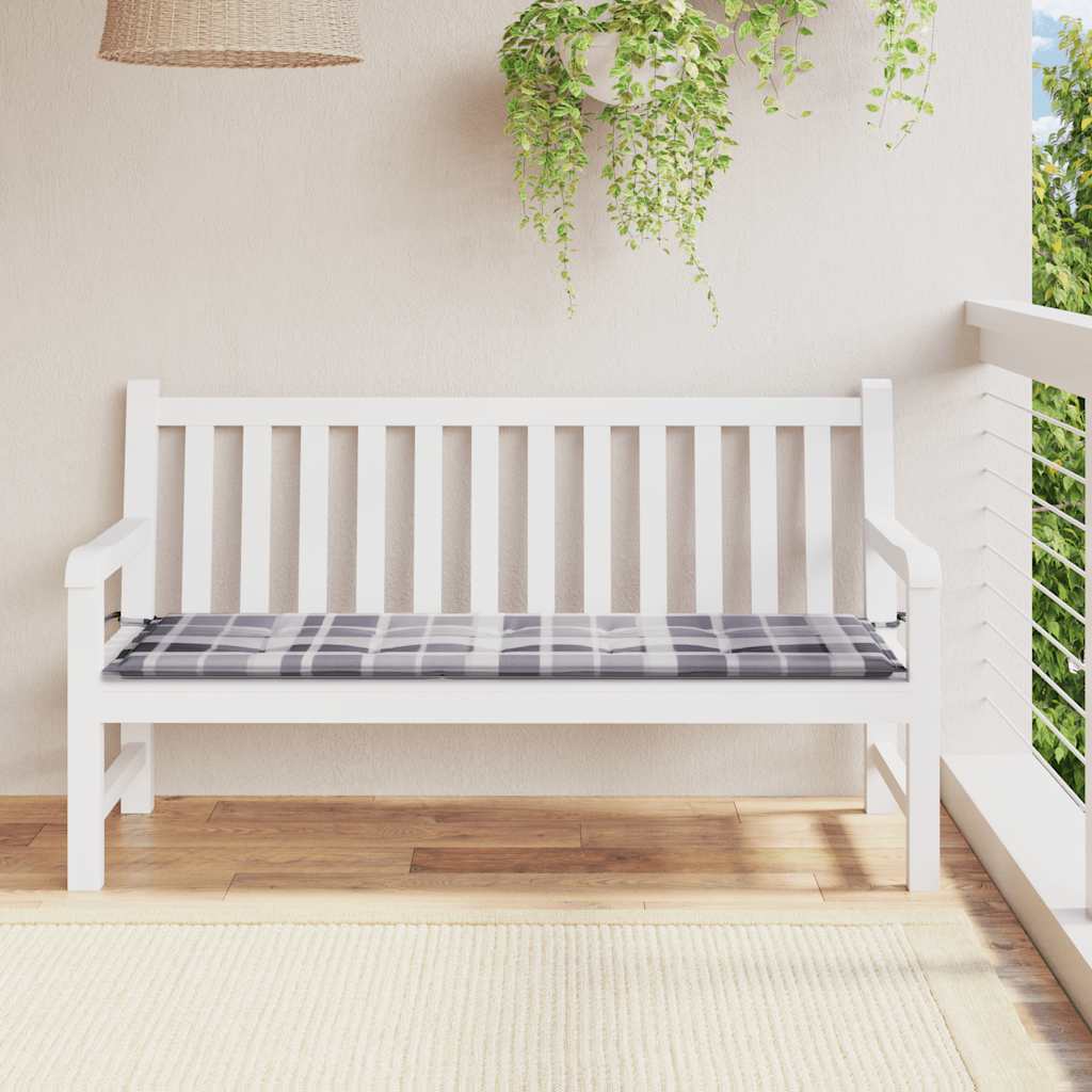 Gartenbank-Auflage Grau Karomuster 150x50x4 cm Oxford-Gewebe