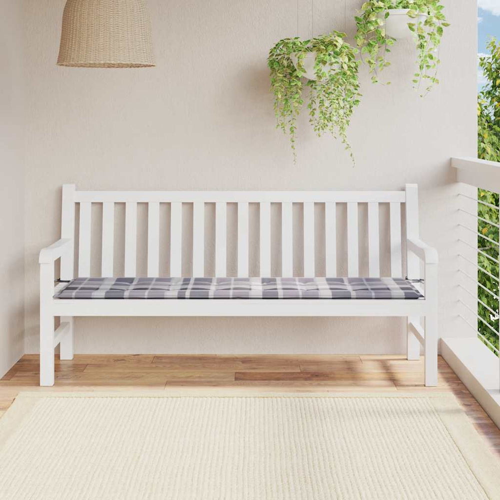 vidaXL Garden Bench Cushion Grey Checkered Pattern 180x50x4 cm Oxford Fabric