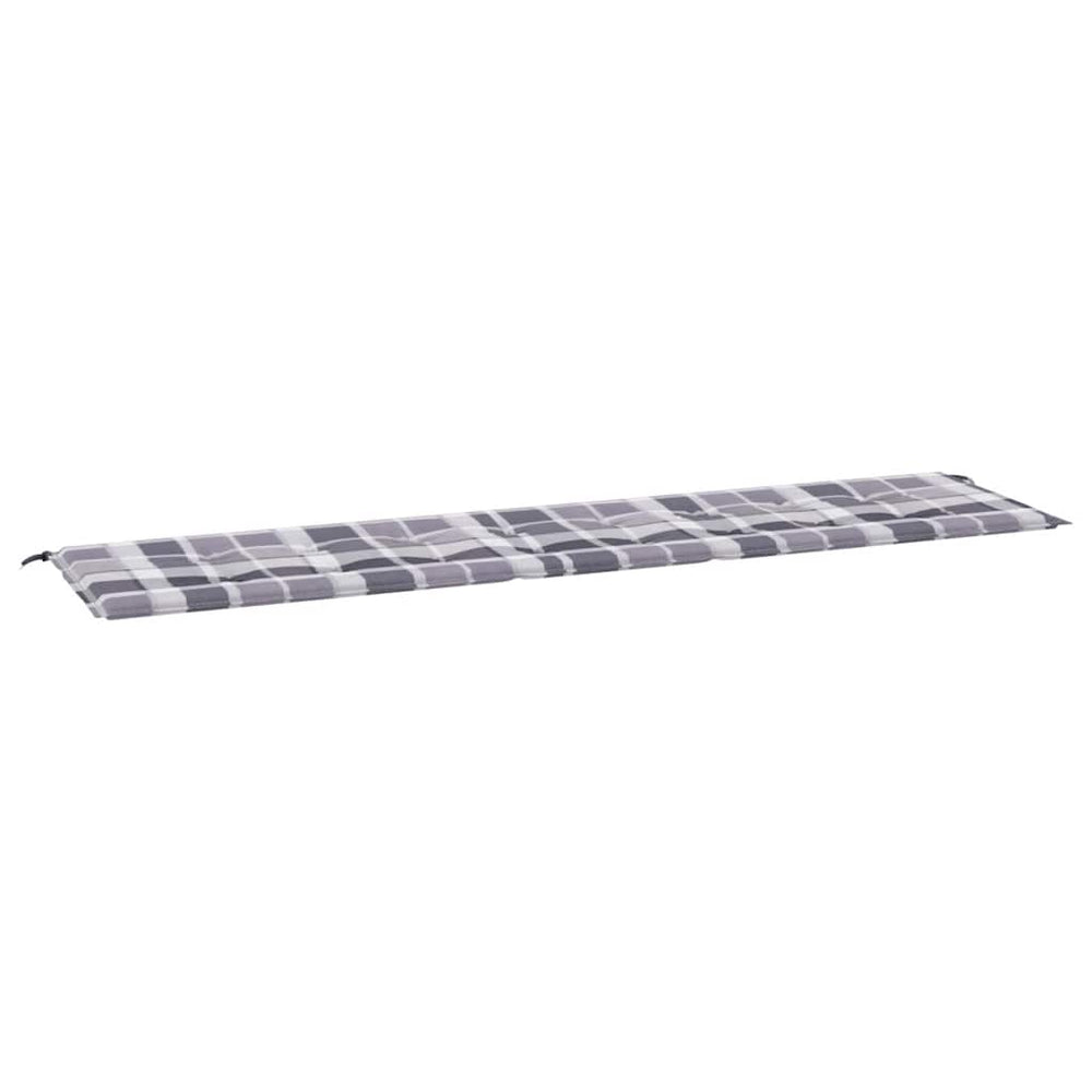 vidaXL Garden Bench Cushion Grey Plaid Pattern 200x50x4 cm Oxford Fabric