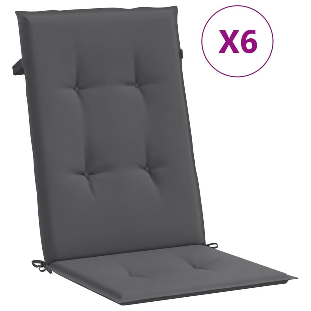 vidaXL High-Back Garden Chair Cushions 6 pcs. Anthracite 120x50x3 cm