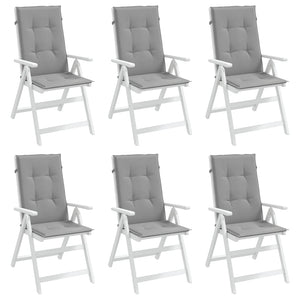 Gartenstuhlauflagen für Hochlehner 6 Stk. Grau 120x50x3cm Stoff