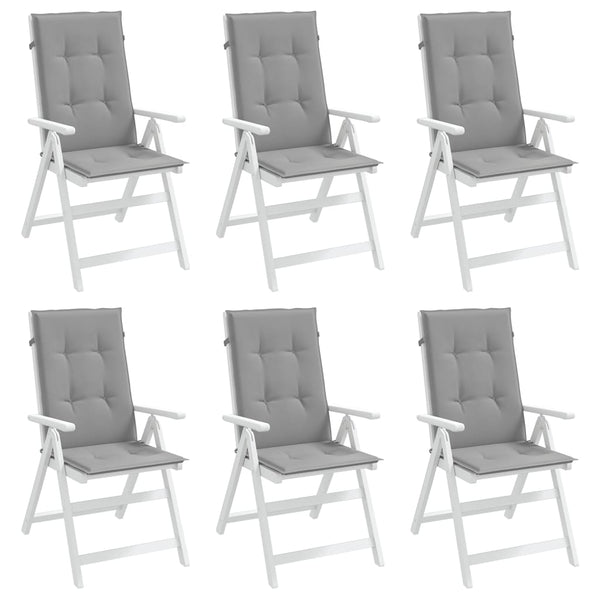 Gartenstuhlauflagen für Hochlehner 6 Stk. Grau 120x50x3cm Stoff