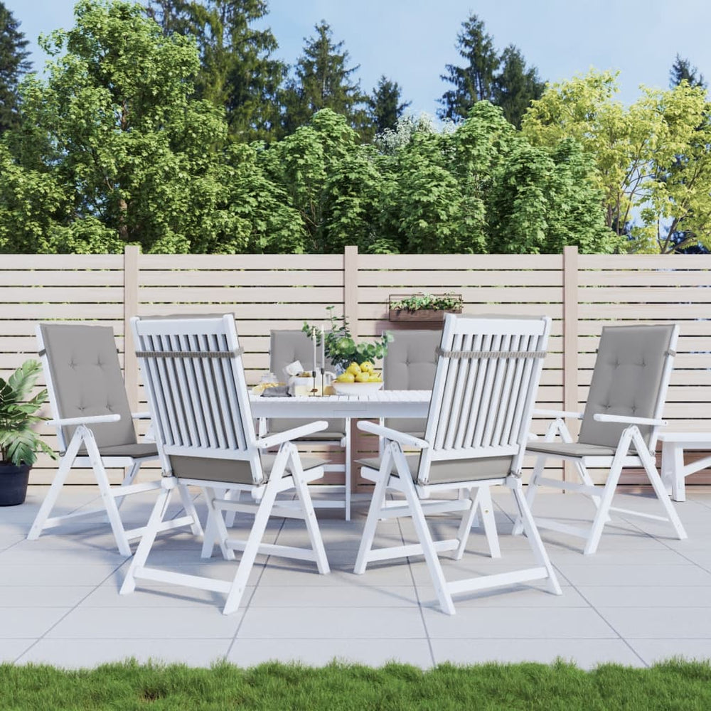 vidaXL High-Back Garden Chair Cushions 6 pcs. Grey 120x50x3cm Fabric