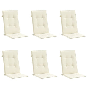 Gartenstuhlauflagen für Hochlehner 6Stk. Creme 120x50x3cm Stoff