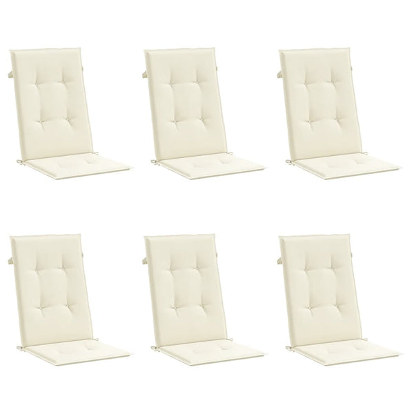 Gartenstuhlauflagen für Hochlehner 6Stk. Creme 120x50x3cm Stoff