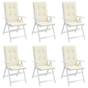 Gartenstuhlauflagen für Hochlehner 6Stk. Creme 120x50x3cm Stoff