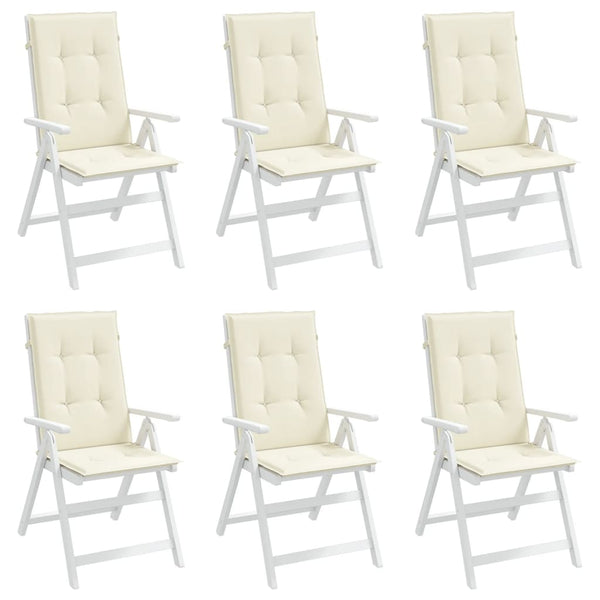 Gartenstuhlauflagen für Hochlehner 6Stk. Creme 120x50x3cm Stoff