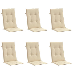 Gartenstuhlauflagen für Hochlehner 6Stk. Beige 120x50x3cm Stoff