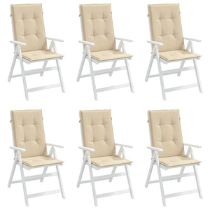 Gartenstuhlauflagen für Hochlehner 6Stk. Beige 120x50x3cm Stoff