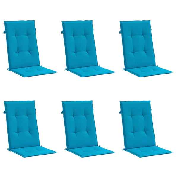 Gartenstuhlauflagen für Hochlehner 6 Stk. Blau 120x50x3cm Stoff