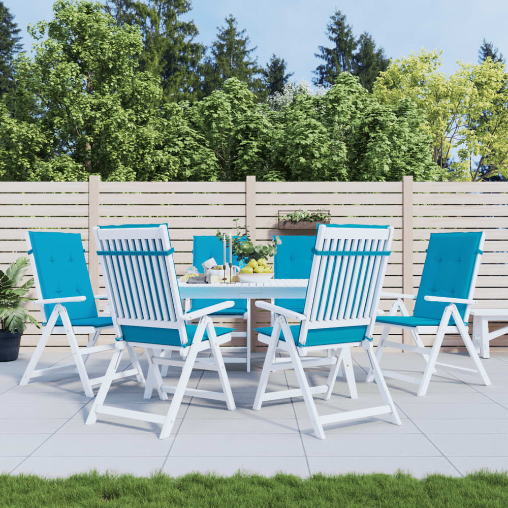 vidaXL High Back Garden Chair Cushions 6 pcs Blue 120x50x3cm Fabric