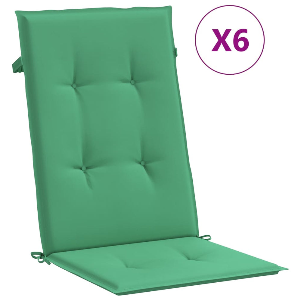 vidaXL Garden Highback Chair Cushions 6 pcs. Green 120x50x3cm Fabric