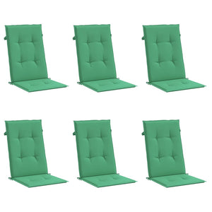 vidaXL Coussins de chaise de jardin dossier haut 6 pcs Vert 120x50x3cm Tissu