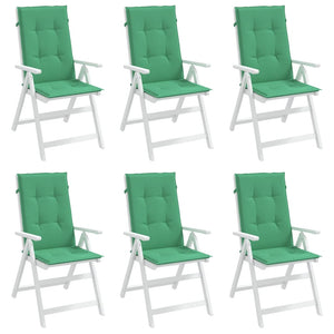 vidaXL Coussins de chaise de jardin dossier haut 6 pcs Vert 120x50x3cm Tissu