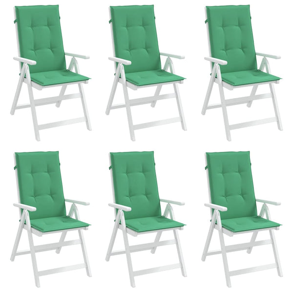 vidaXL Coussins de chaise de jardin dossier haut 6 pcs Vert 120x50x3cm Tissu