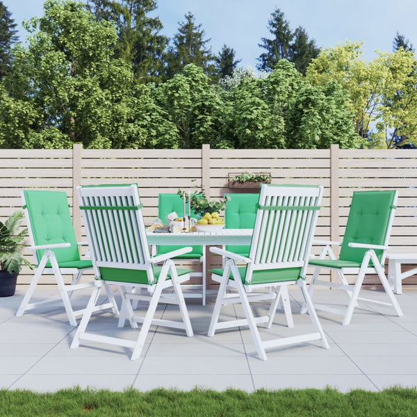 vidaXL Coussins de chaise de jardin dossier haut 6 pcs Vert 120x50x3cm Tissu