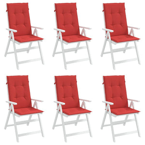 Gartenstuhlauflagen für Hochlehner 6 Stk. Rot 120x50x3 cm Stoff