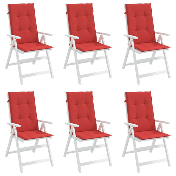 Gartenstuhlauflagen für Hochlehner 6 Stk. Rot 120x50x3 cm Stoff