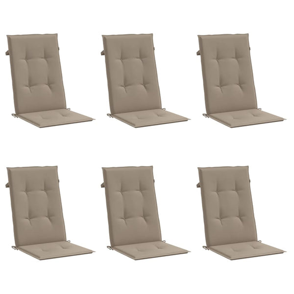 Gartenstuhlauflagen für Hochlehner 6Stk. Taupe 120x50x3cm Stoff