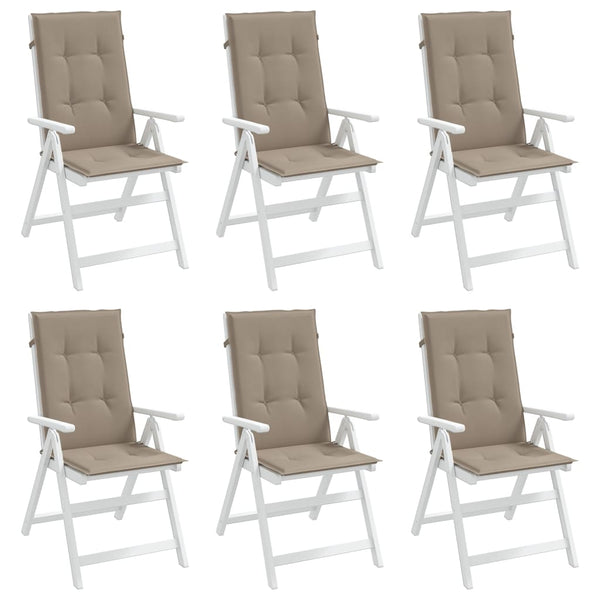Gartenstuhlauflagen für Hochlehner 6Stk. Taupe 120x50x3cm Stoff