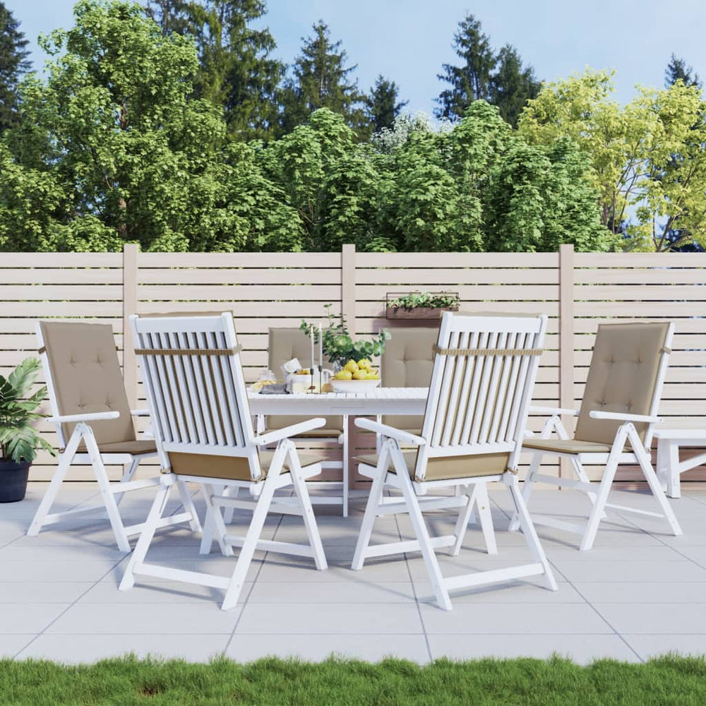 vidaXL High-Back Garden Chair Cushions 6 pcs. Taupe 120x50x3cm Fabric