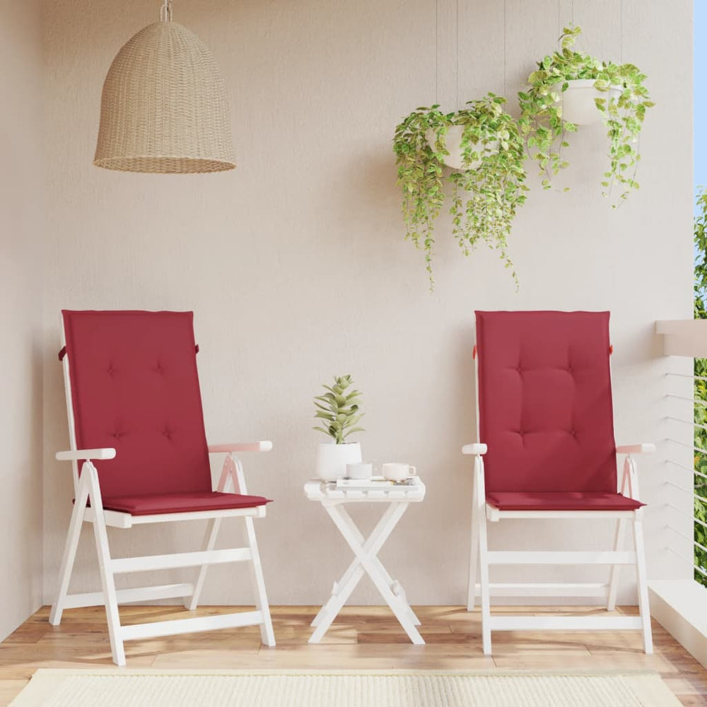 vidaXL High Back Garden Chair Cushions 2 pcs. Wine Red 120x50x3 cm