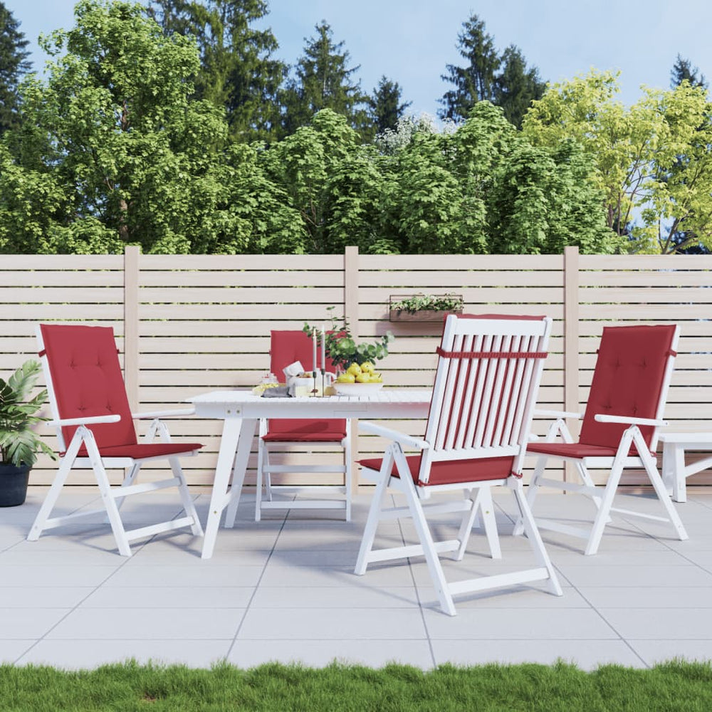 vidaXL High-Backed Garden Chair Cushions 4 pcs Wine Red 120x50x3 cm