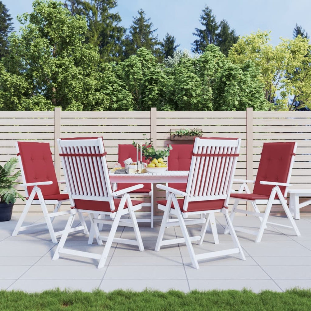 vidaXL Garden Chair Cushions for High-Back Chairs 6 pcs. Wine Red 120x50x3 cm