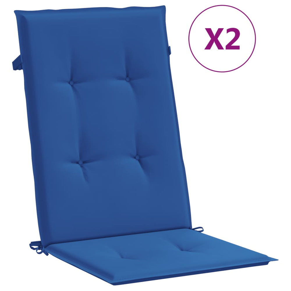 vidaXL High Back Garden Chair Cushions 2 pcs. Royal Blue 120x50x3cm
