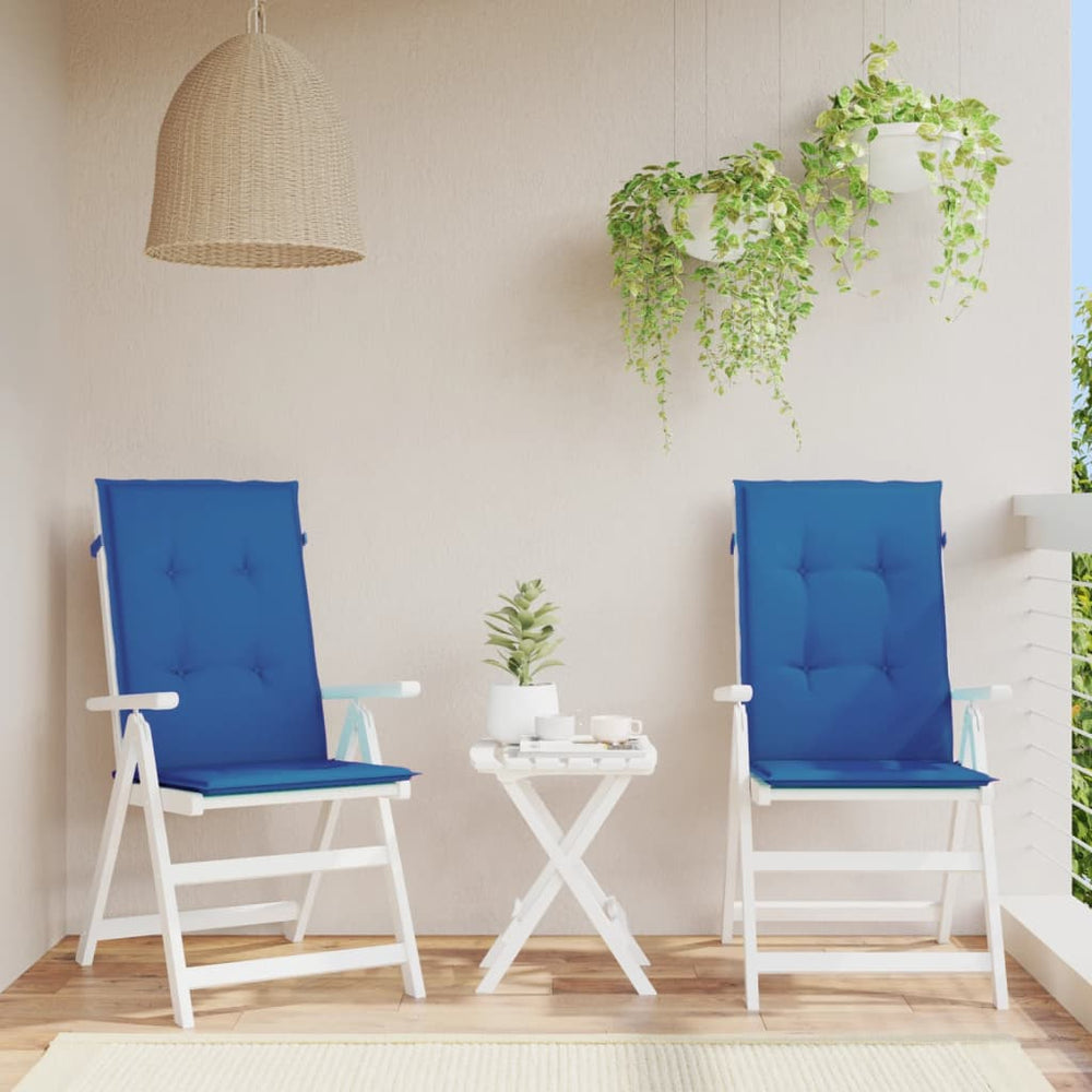 vidaXL High Back Garden Chair Cushions 2 pcs. Royal Blue 120x50x3cm