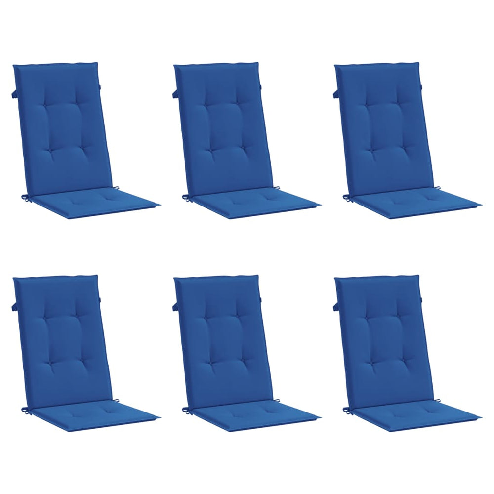 vidaXL High-Back Garden Chair Cushions 6 pcs. Royal Blue 120x50x3cm