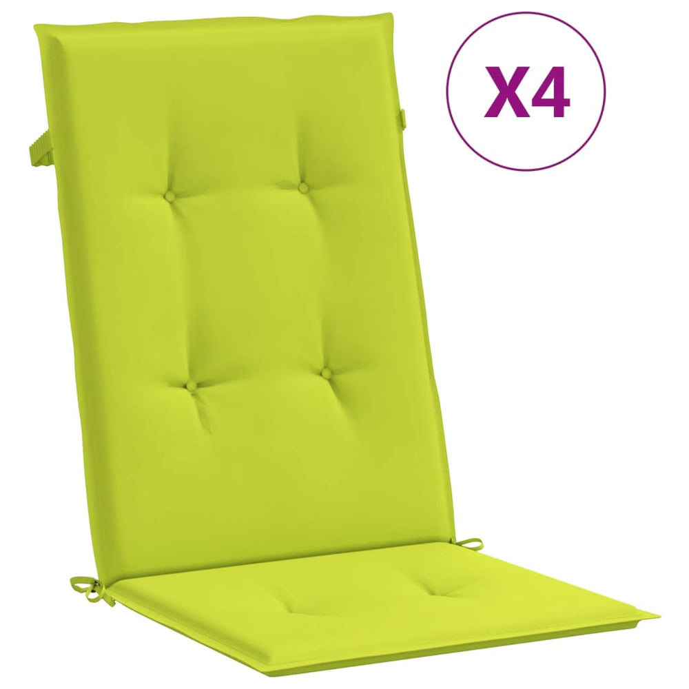 vidaXL High-Back Garden Chair Cushions 4 pcs. Bright Green 120x50x3 cm