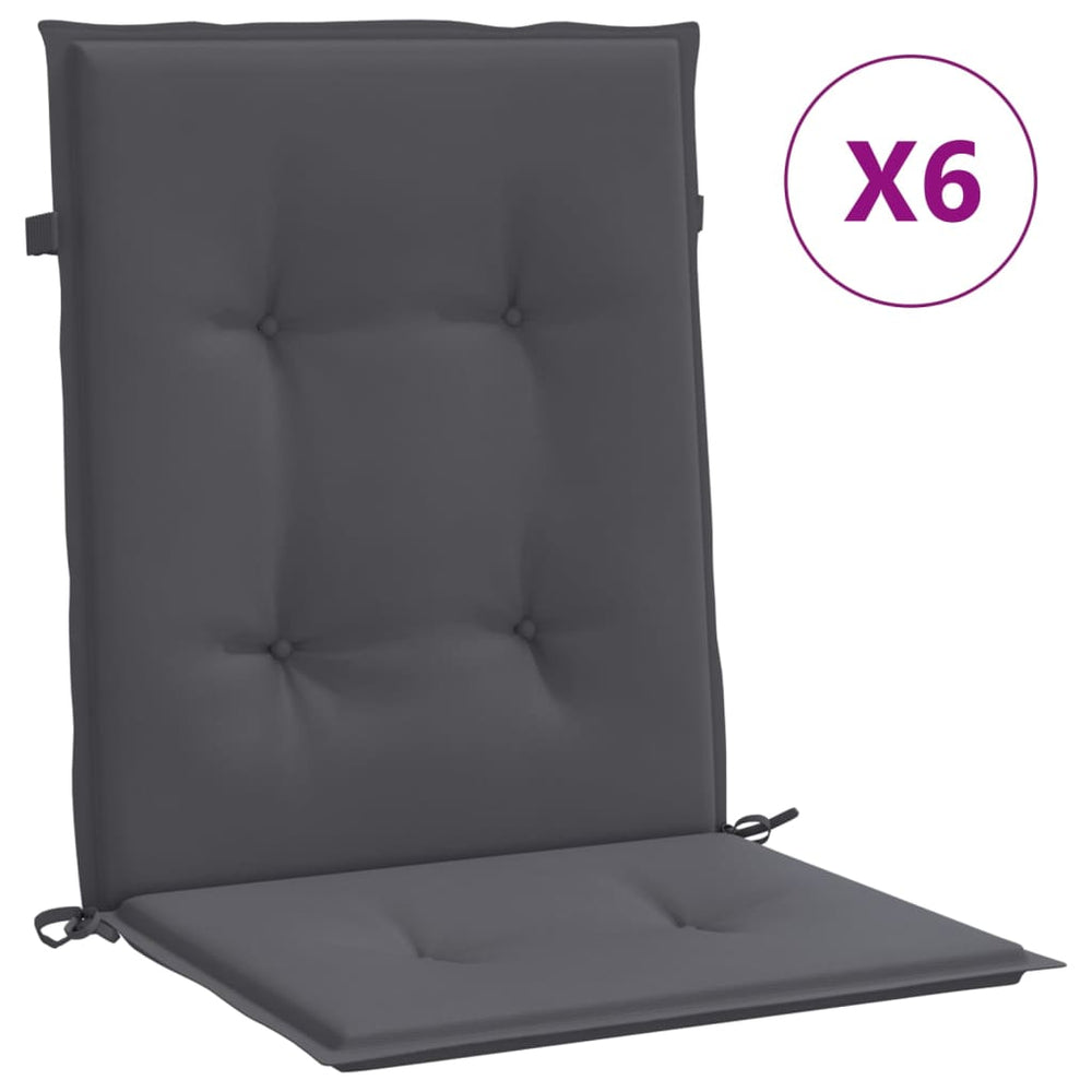 vidaXL Low-Back Garden Chair Cushions 6 pcs Anthracite