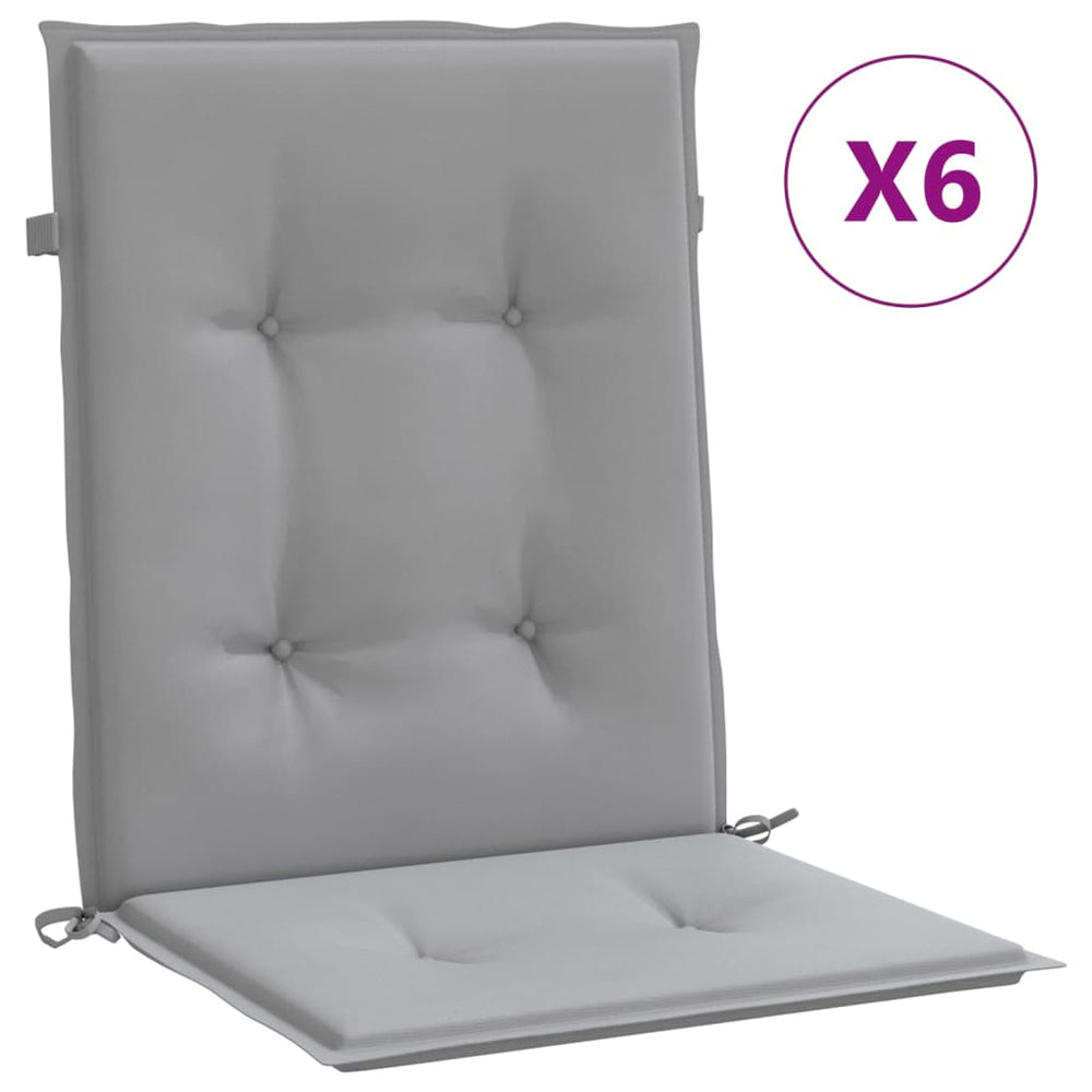 vidaXL Low Back Garden Chair Cushions 6 pcs. Grey Oxford Fabric