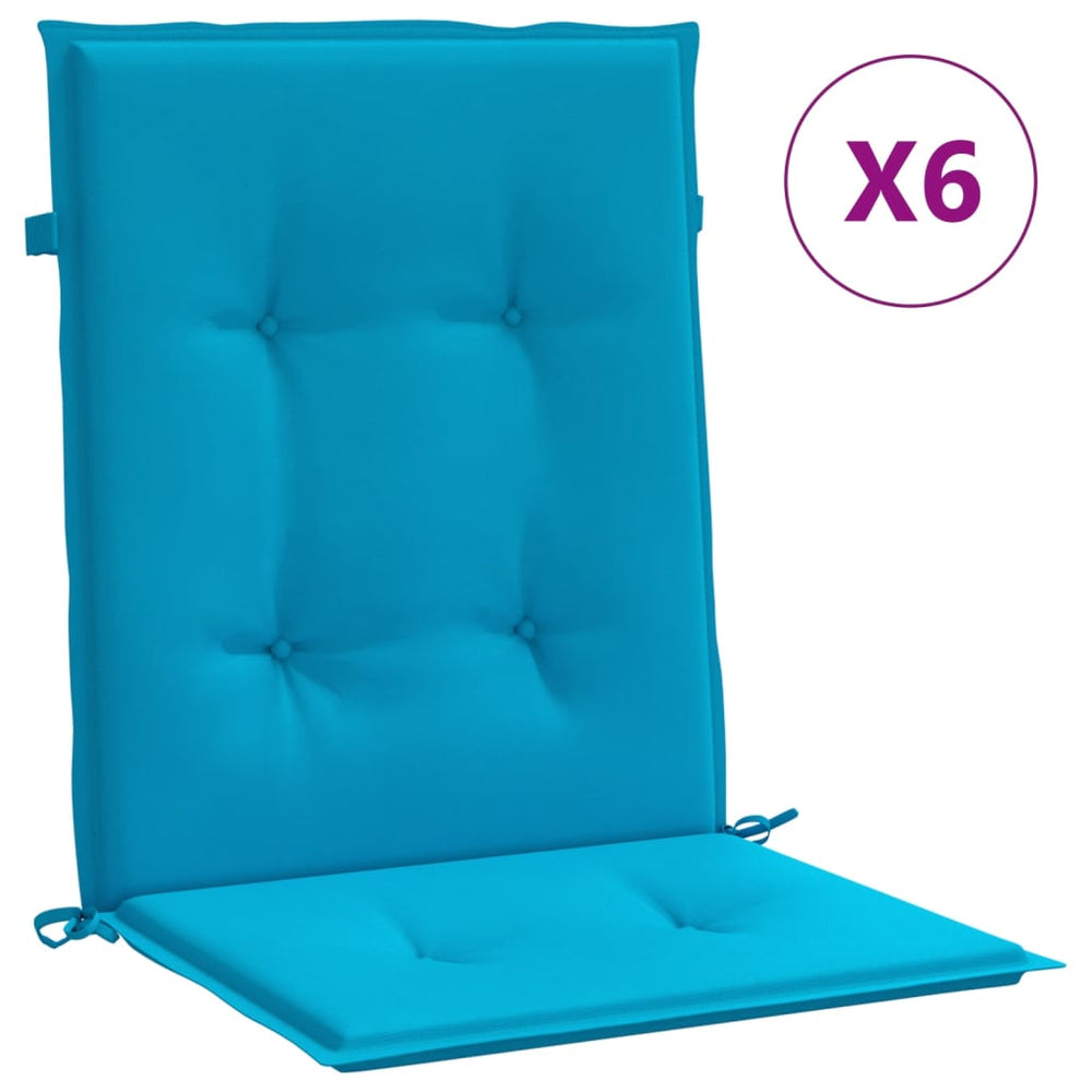 vidaXL Garden Chair Cushions for Low-Back Chairs 6 pcs Blue 100x50x3 cm