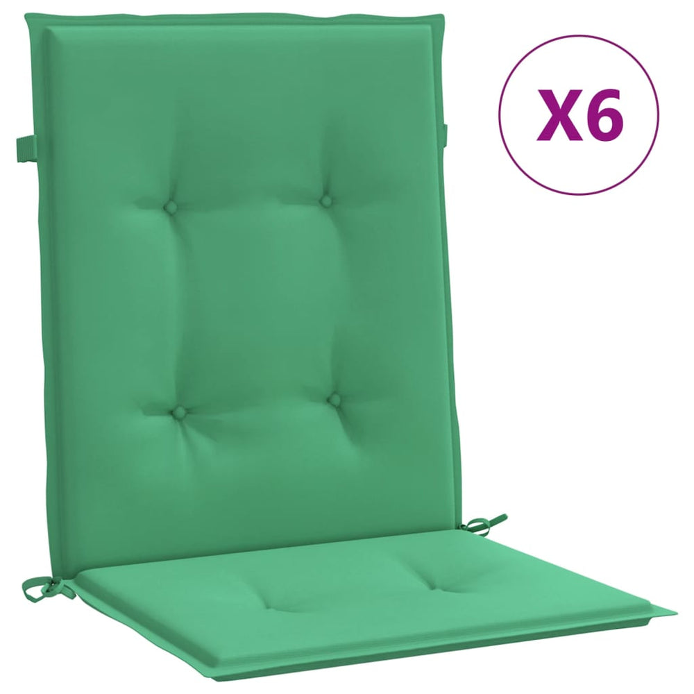 vidaXL Low-Back Garden Chair Cushions 6 pcs. Green 100x50x3 cm