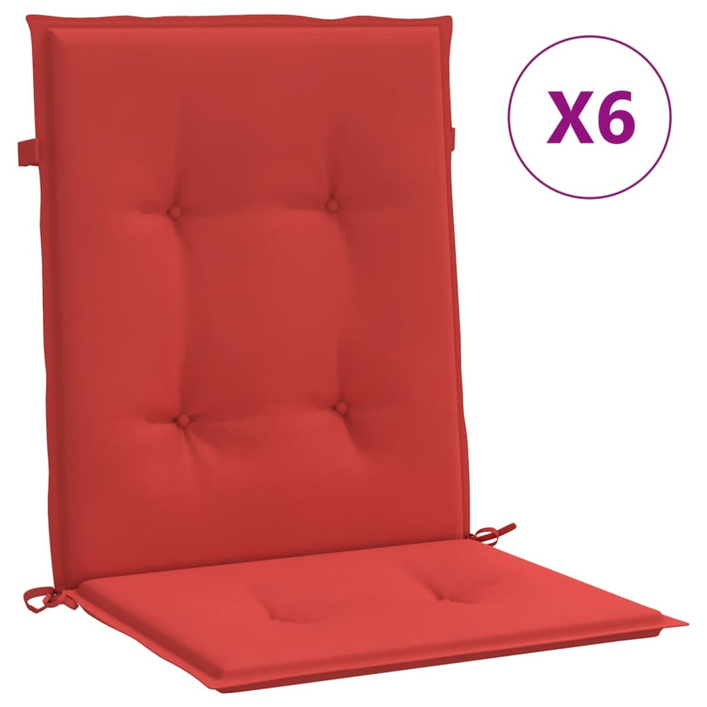 vidaXL Garden Chair Cushions for Low-Back Chairs 6 pcs Red 100x50x3 cm