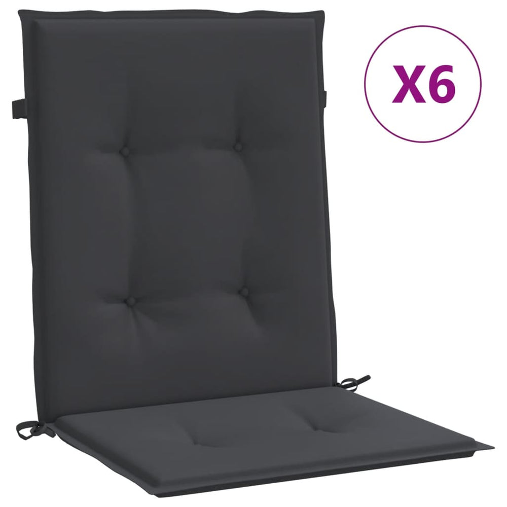 vidaXL Low-Back Garden Chair Cushions 6 pcs. Black 100x50x3cm