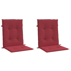vidaXL Coussins de chaise de jardin pour dossier bas 2 pcs Rouge bordeaux 100x50x3cm
