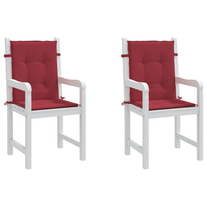 vidaXL Coussins de chaise de jardin pour dossier bas 2 pcs Rouge bordeaux 100x50x3cm