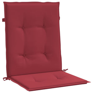 vidaXL Coussins de chaise de jardin pour dossier bas 2 pcs Rouge bordeaux 100x50x3cm