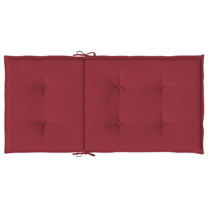 vidaXL Coussins de chaise de jardin pour dossier bas 2 pcs Rouge bordeaux 100x50x3cm