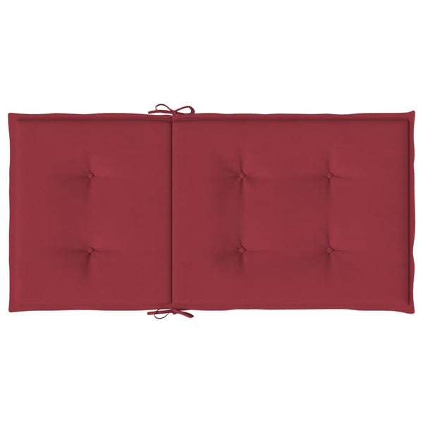 vidaXL Coussins de chaise de jardin pour dossier bas 2 pcs Rouge bordeaux 100x50x3cm