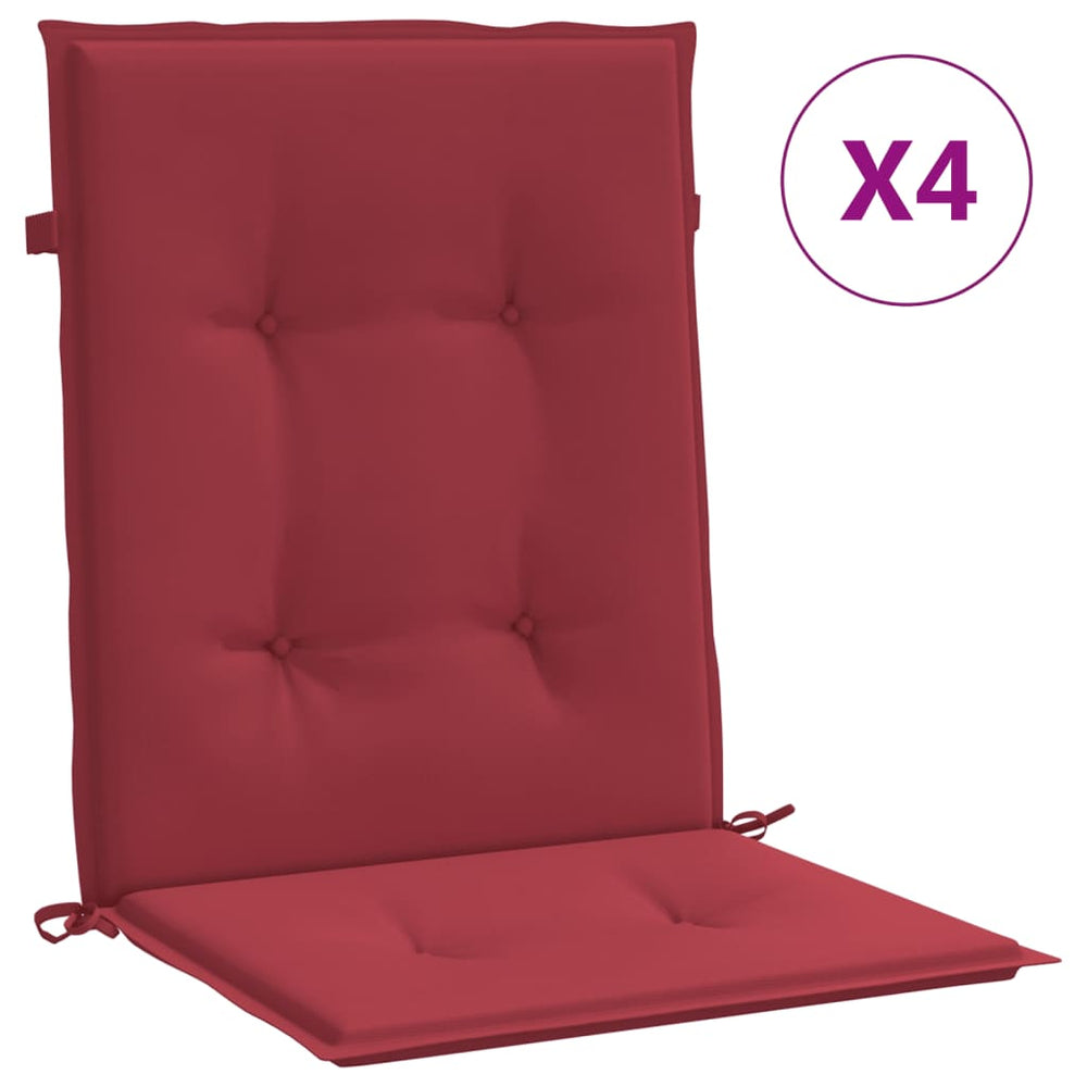 vidaXL Low-Back Garden Chair Cushions 4 pcs. Wine Red 100x50x3cm